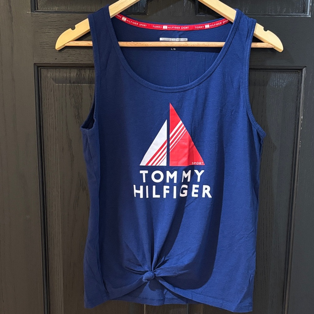 Tommy Hilfiger Navy Tank with Red & White Sail Graphic